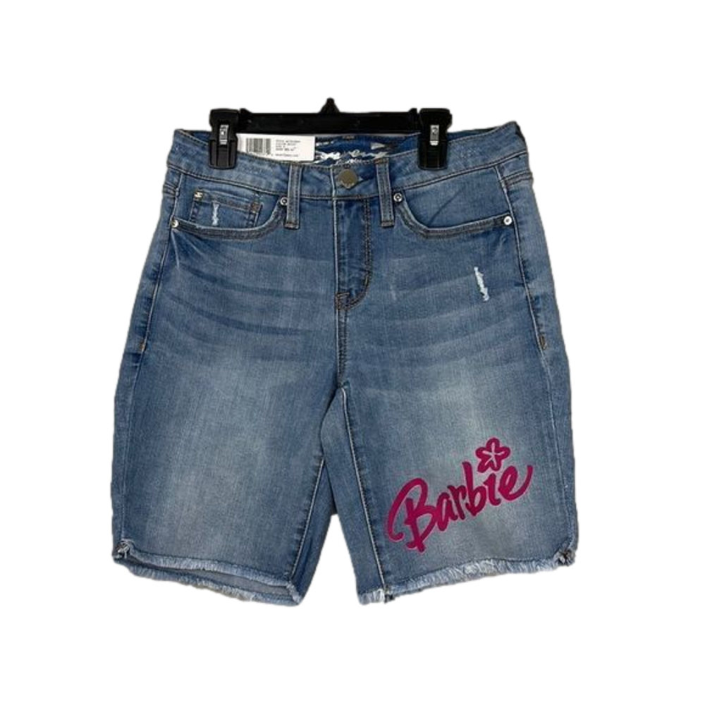 NWT (4) BARBIE SEVEN7 SUNSET BERMUDA 9” inseam distressed light wash jean shorts